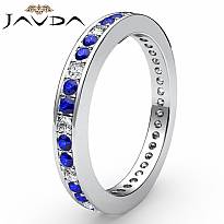 Women's Eternity Sapphire Diamond Engagement Wedding Band 14k W Gold Ring 0.4Ct