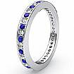 0.4 CT Round Eternity Sapphire Diamond Wedding band 14k WG