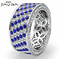 Sapphire Diamond Engagement Ring 14k White Gold 5Row Womens Eternity Band 3.3Ct