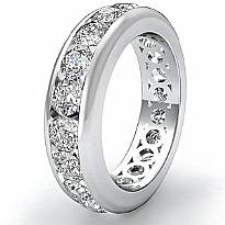 5.25mm Women's Round Diamond Channel Eternity Band Ring 14k White Gold 2.2Ct