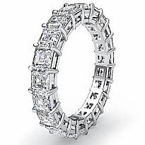 Asscher Cut Diamond Women's Eternity Wedding Band Ring 14k White Gold 3.55Ct