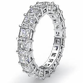 3.55 CT Asscher Cut Diamond Eternity Wedding Band 14k W Gold