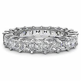 3.55 CT Asscher Cut Diamond Eternity Wedding Band 14k W Gold