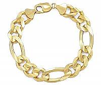 14k Yellow Gold Men Solid Figaro Bracelet (13.3MM,8.50
