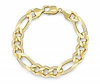 14k Yellow Gold Men Solid Figaro Bracelet (11.7MM,8.50