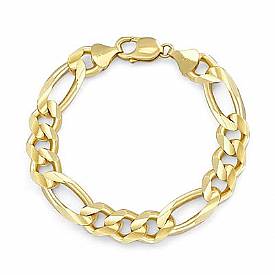 14k Yellow Gold Men Solid Figaro Bracelet (11.7MM,8.50",48g)