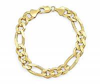 14k Yellow Gold Men Solid Figaro Bracelet (10.5MM,8.50