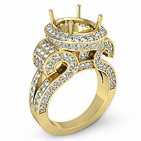 Vintage Oval Diamond Semi Mount Engagement Ring 18k Gold (2.6Ct. tw.)