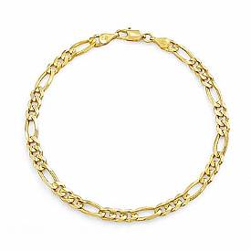 14k Yellow Gold Men Solid Figaro Bracelet (4.6mm,7",6.5g)