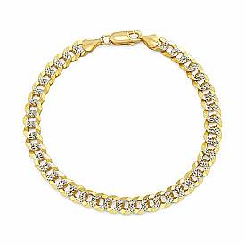 14k 2Tone Gold Men Solid Cuban Bracelet (4.8mm,7",5.6g)