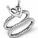 1Ct Pave Diamond Engagement Ring Bridal Set Heart Setting 14k Gold