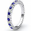0.7Ct Round Sapphire  Diamond Italian Prong Set Eternity Band 14k W Gold Ring