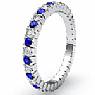 0.7Ct Round Sapphire  Diamond Italian Prong Set Eternity Band 14k W Gold Ring