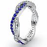 0.7 ct Round Prong Set Sapphire  Diamond Eternity Wedding Band 14k W Gold