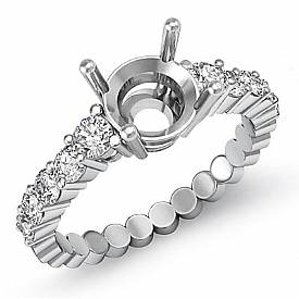 0.70 Ct Round Diamond 10 Stone Engagement Semi Mount Ring Setting 14k White Gold