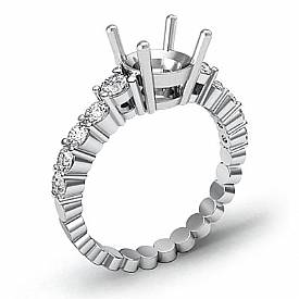 0.70 Ct Round Diamond 10 Stone Engagement Semi Mount Ring Setting 14k White Gold
