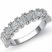 Duet Prong Princess Diamond Half Wedding Band 14k White Gold Women's Ring 2Ct