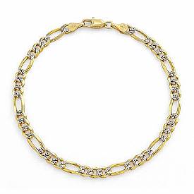 14k 2Tone Gold Men Solid Figaro Bracelet (4.50mm,7",6.6g)