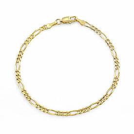 14k Yellow Gold Men Solid Figaro Bracelet (3.10mm,7",2.8g)