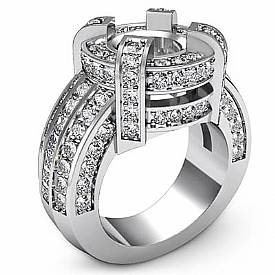 2.90 CT Round Princess Diamond Engagement Ring WHite Gold