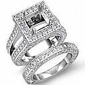 3.75 Ct Vintage Diamond Engagement Ring Princess Bridal Set 14k Gold