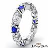 Women's Eternity Band Marquise Round Blue Sapphire Diamond 14k WGold Ring 1.8Ct