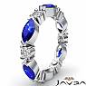 Marquise Round Sapphire Diamond Eternity Women's Band 14k White Gold Ring 1.6Ct