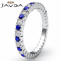 Sapphire Diamond Italian Prong Set Eternity Women's Band 14k W Gold Ring 0.70Ct