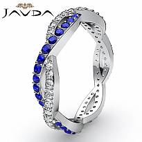 Women's Eternity Wedding Band Sapphire Pave Diamond Ring 14k White Gold 0.7Ct