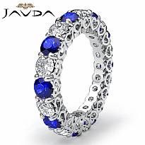 Heart Eternity Wedding Ring 14k White Gold Sapphire Diamond Women's Band 4Ct