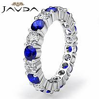 Sapphire Prong Diamond Eternity Wedding Band 14k White Gold Women's Ring 2.4Ct