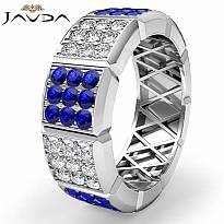 Sapphire Diamond Women's Eternity Wedding Band 14k White Gold Solid Ring 2.2Ct