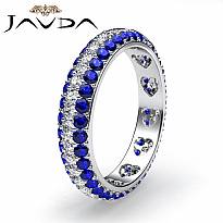 Women's Heart Eternity Wedding Band Round Sapphire Diamond Ring 14k WGold 1.5Ct