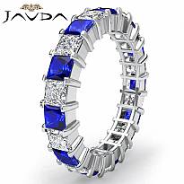 Princess Sapphire Diamond Eternity Wedding Band Women's Ring 14k White Gold 4Ct