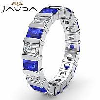 Baguette Sapphire Diamond Wedding Womens Ring Eternity Band 14k White Gold 3Ct