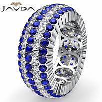 Women Eternity Engagement Band 14k White Gold Round Sapphire Diamond Ring 3.8Ct
