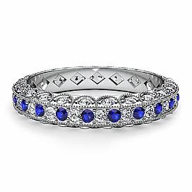 Round Sapphire Diamond Women