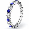 1.4 Ct. Round Sapphire  Diamond Eternity Wedding Ring in 14k White Gold
