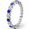 1.4 Ct. Round Sapphire  Diamond Eternity Wedding Ring in 14k White Gold
