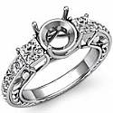 0.40 CT Diamond 3 Stone Anniversary Ring Round Setting W Gold