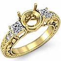 Diamond 3 Stone Anniversary Ring Round Setting 18k Gold Yellow (0.4Ct. tw.)