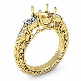 Diamond 3 Stone Anniversary Ring Round Setting 14k Gold (0.4Ct. tw.)
