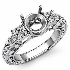 Diamond 3 Stone Anniversary Ring Round Setting Platinum (0.4Ct. tw.)