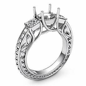 Diamond 3 Stone Anniversary Ring Round Setting Platinum (0.4Ct. tw.)