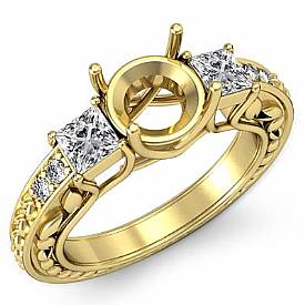Diamond 3 Stone Anniversary Ring Round Setting 14k Gold (0.4Ct. tw.)