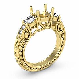 Round Diamond 3 Stone Anniversary Ring Setting 14k Gold (0.45Ct. tw.)