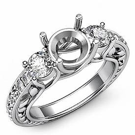 Round Diamond 3 Stone Anniversary Ring Setting 18k W Gold (0.45Ct. tw.)