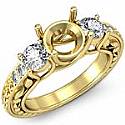 Round Diamond 3 Stone Anniversary Ring Setting 18k Gold Yellow (0.45Ct. tw.)