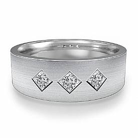 0.45 ct Princess Diamond Men Wedding Band W Gold.