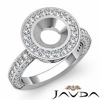 Round Diamond Engagement Bezel Halo Setting Semi Mount Ring 14k White Gold 1.5Ct
